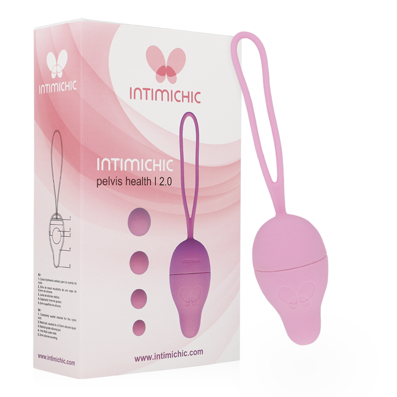 Pink device with packaging labeled 'INTIMICHIC' on a white background