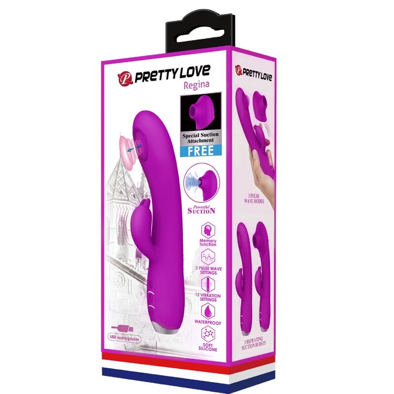 PRETTY LOVE - REGINA VIBRATOR - RECHARGEABLE STIMULATING WAVES PURPLE