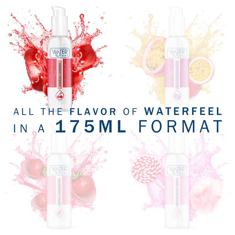 Two water bottles with colorful splashes and text promoting a 175ml format.