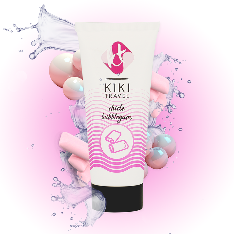 KIKI Travel bubblegum product with pink background
