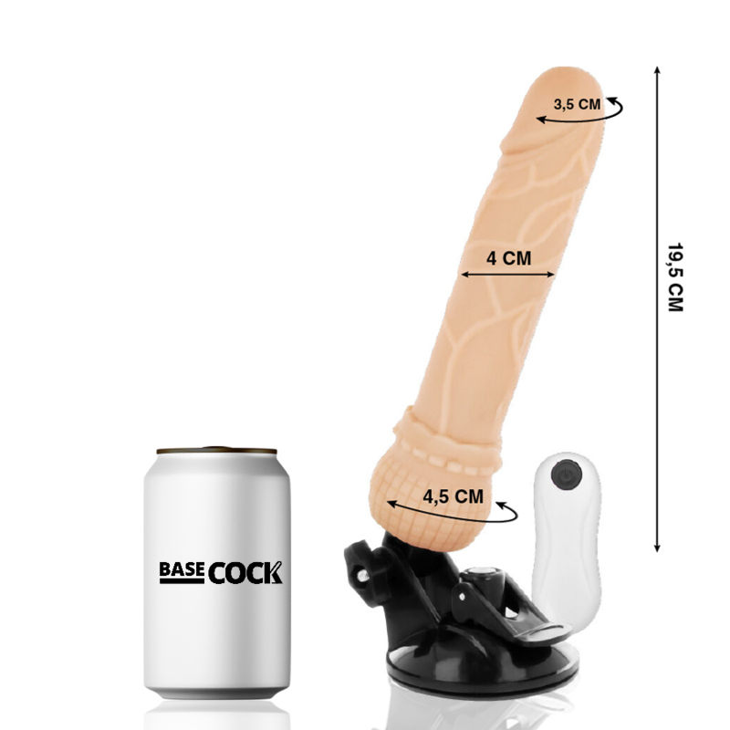 BASECOCK - REALISTIC VIBRATOR REMOTE CONTROL BLACK 19.5 CM -O- 4 CM