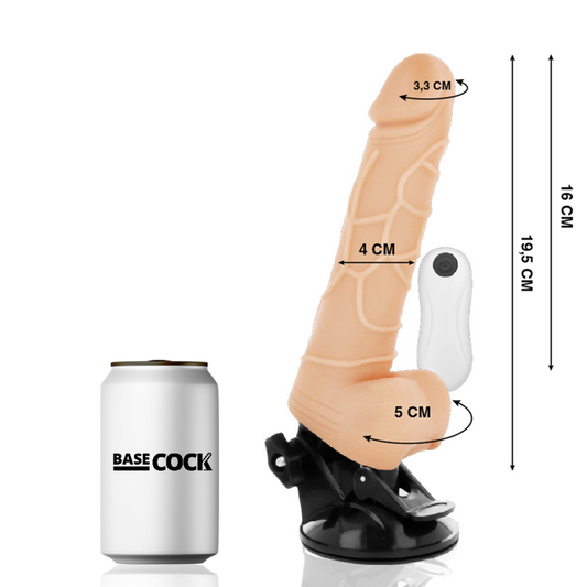 BASECOCK - REALISTIC VIBRATOR REMOTE CONTROL BLACK WITH TESTICLES 19.5 CM -O- 4 CM