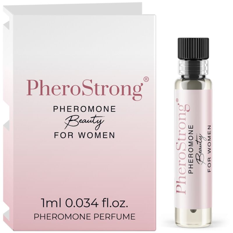 PheroStrong Pheromone Beauty for Women perfume bottle and packaging on a white background