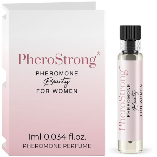 PheroStrong Pheromone Beauty for Women perfume bottle and packaging on a white background