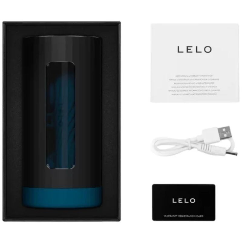 Black and blue electronic device in packaging with LELO branding