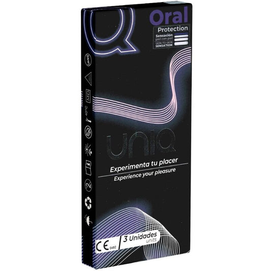 Box of Oral Protection with branding and product details on a white background