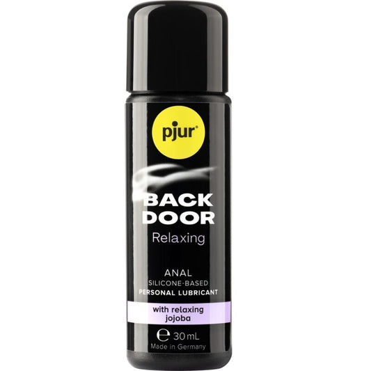 Pjur Back Door relaxing anal lubricant bottle on a white background