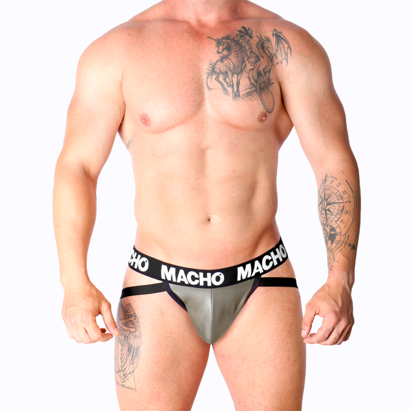 MACHO - MX27GR LEATHER JOCK GRAY BEIGE XL