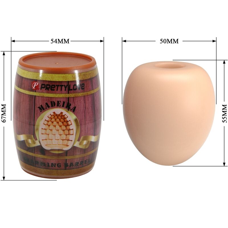 Dimensions of a decorative item with a label and an apple-like object on a white background