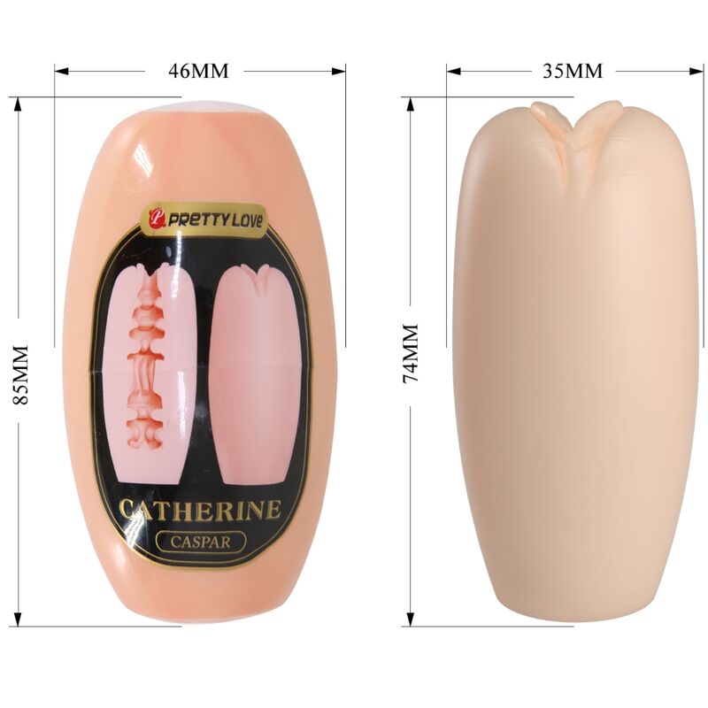 Measurement chart of a product labeled 'Pretty Love' with dimensions and branding details.