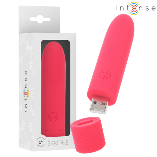 Pink electronic device with packaging and 'intense' branding on a white background