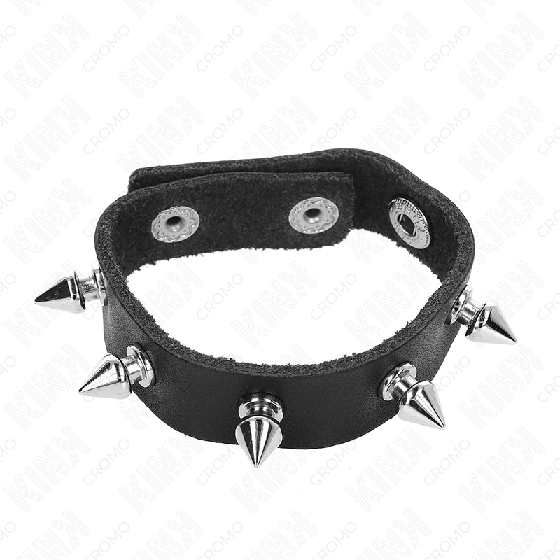 KINK - LEATHER PENIS RING WITH PRESSURE CLOSURE RED LINING 21 X 1.5 CM