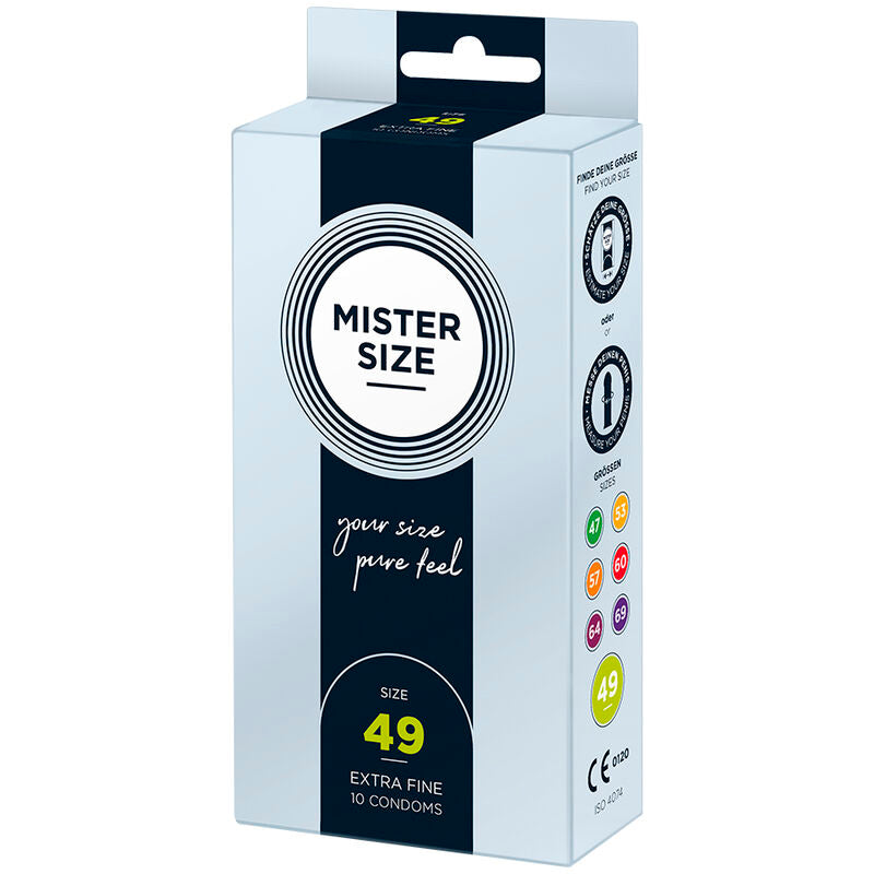 Mister Size packaging for condoms on a white background