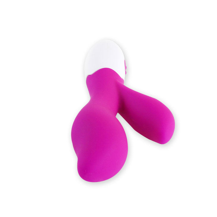 Purple and white silicone product on a white background