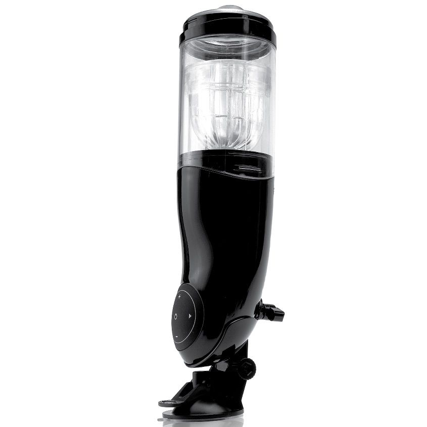 Black and transparent handheld light on a white background