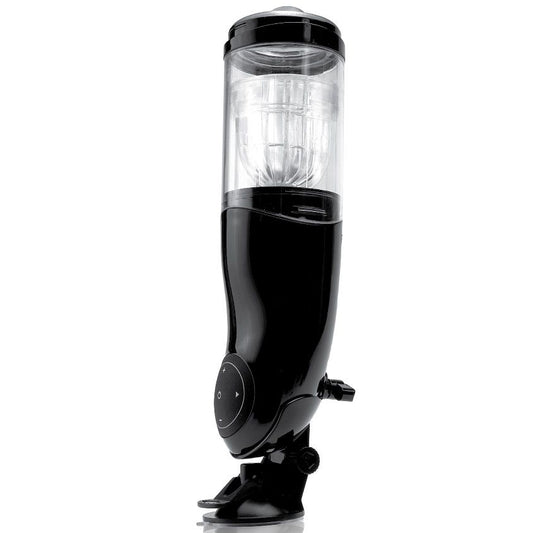 Black and transparent handheld light on a white background