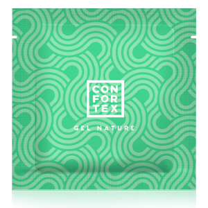 Green packaging with wavy pattern and 'CONFORTEX' branding on a white background