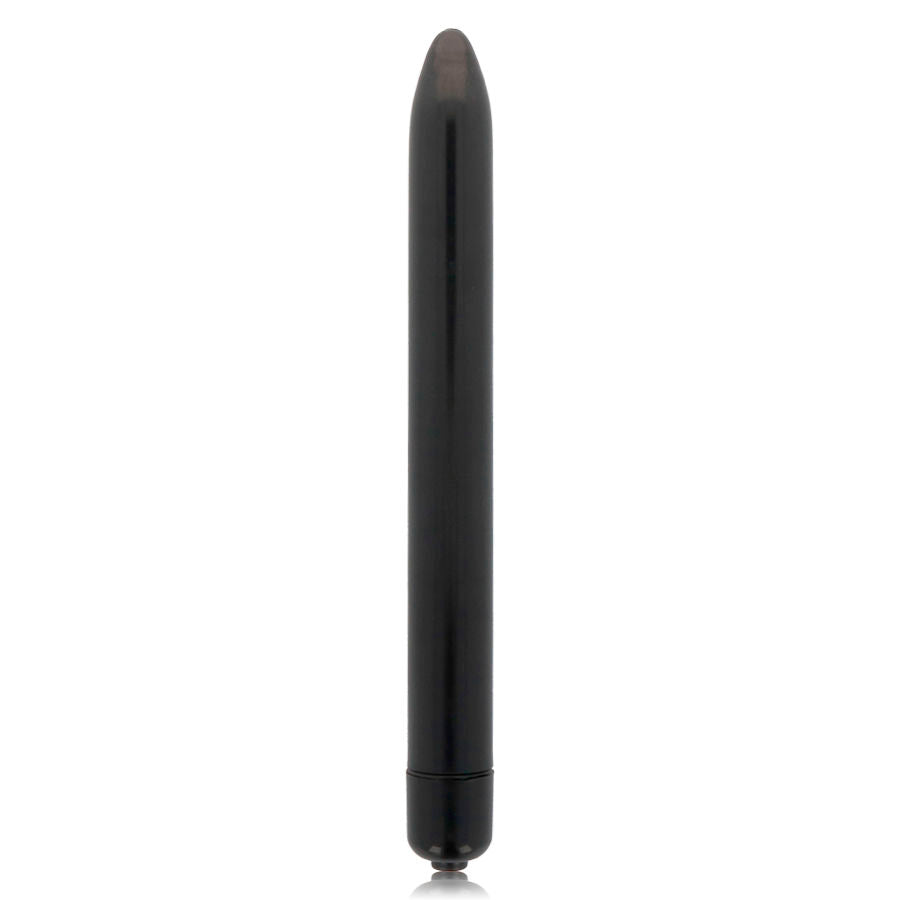Black cylindrical object on a white background