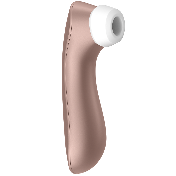 Rose gold and white electronic device on a white background
