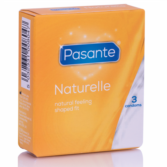 Pasante Naturelle condom packaging on a white background