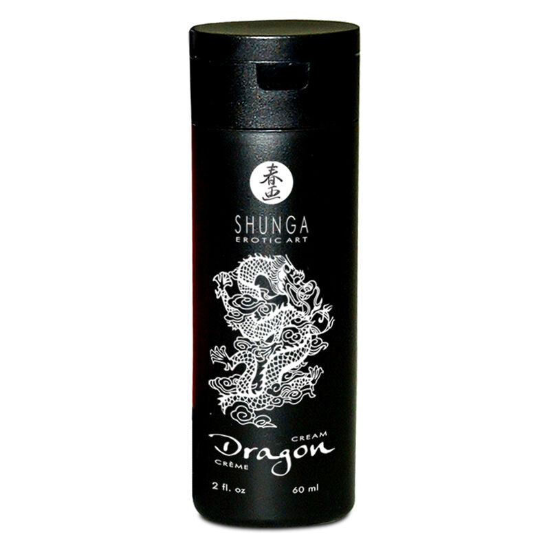 Black cylindrical container with Shunga branding and dragon design on a white background