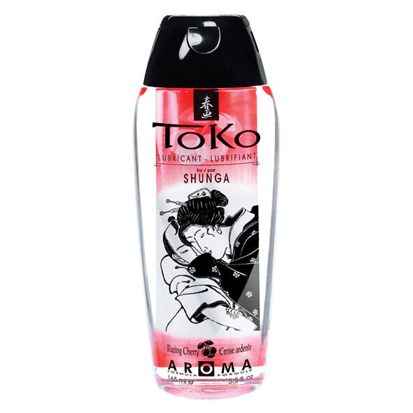 Shunga Toko lubricant bottle with cherry blossom design on a white background