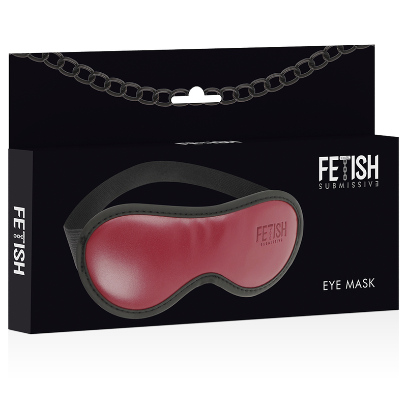 Red eye mask in a black box with 'Fetish' branding on a white background